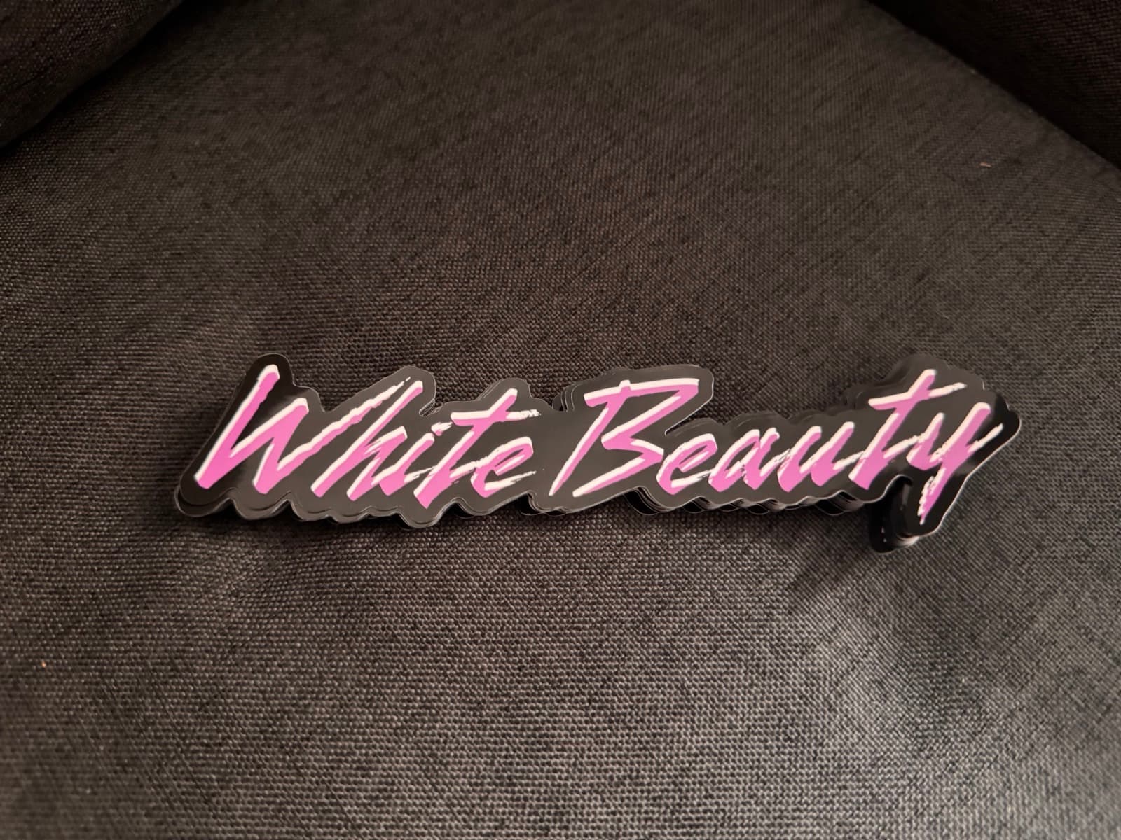 White Beauty Die-Cut Script Sticker